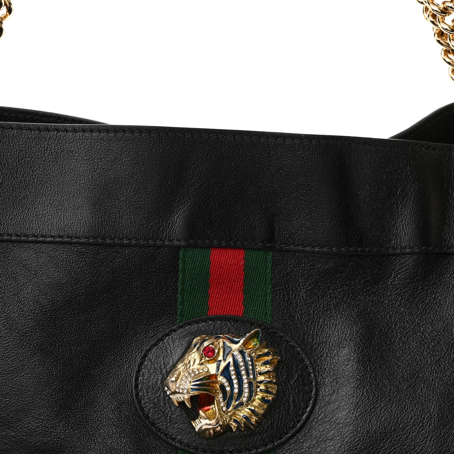 Gucci Calfskin Large Rajah Chain Tote Black 9 of 11