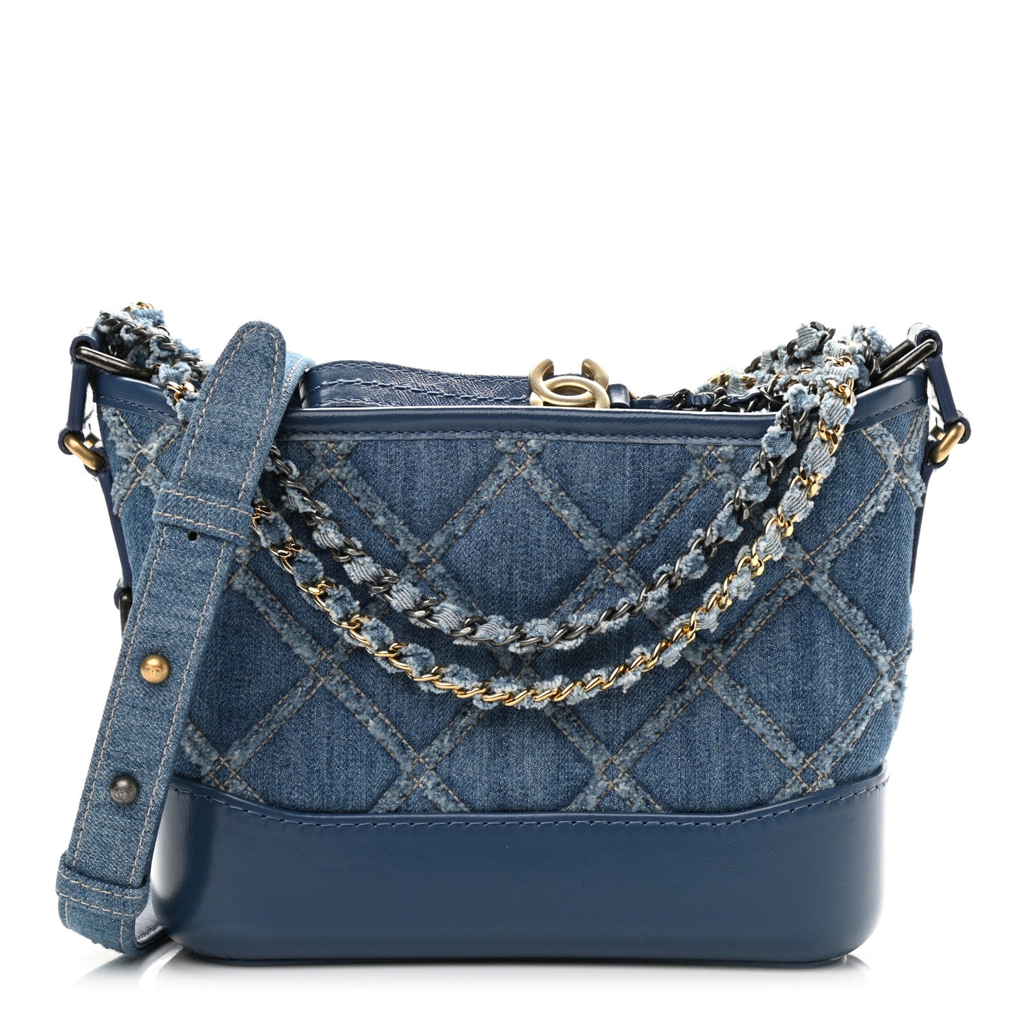 Denim Calfskin Small Gabrielle Hobo Blue