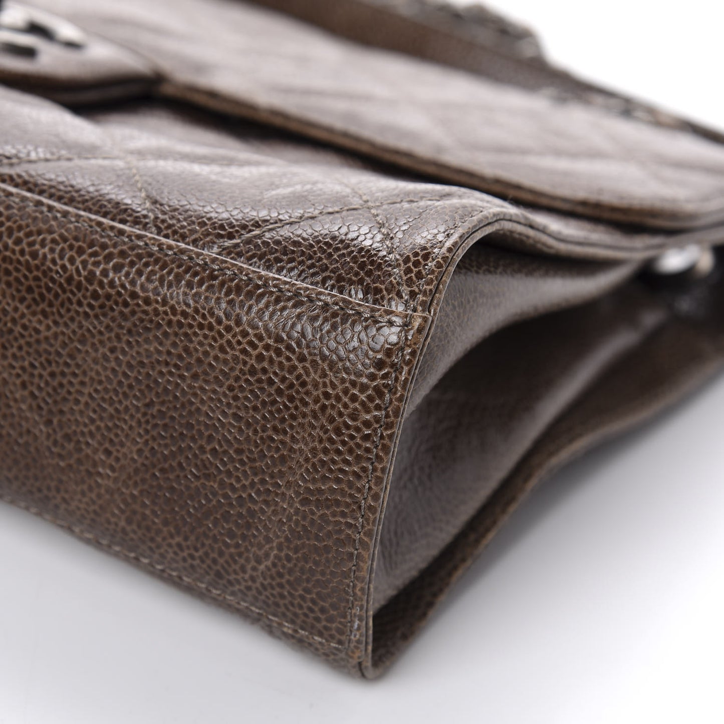 Crumpled Grained Calfskin Medium CC Crave Flap Brown