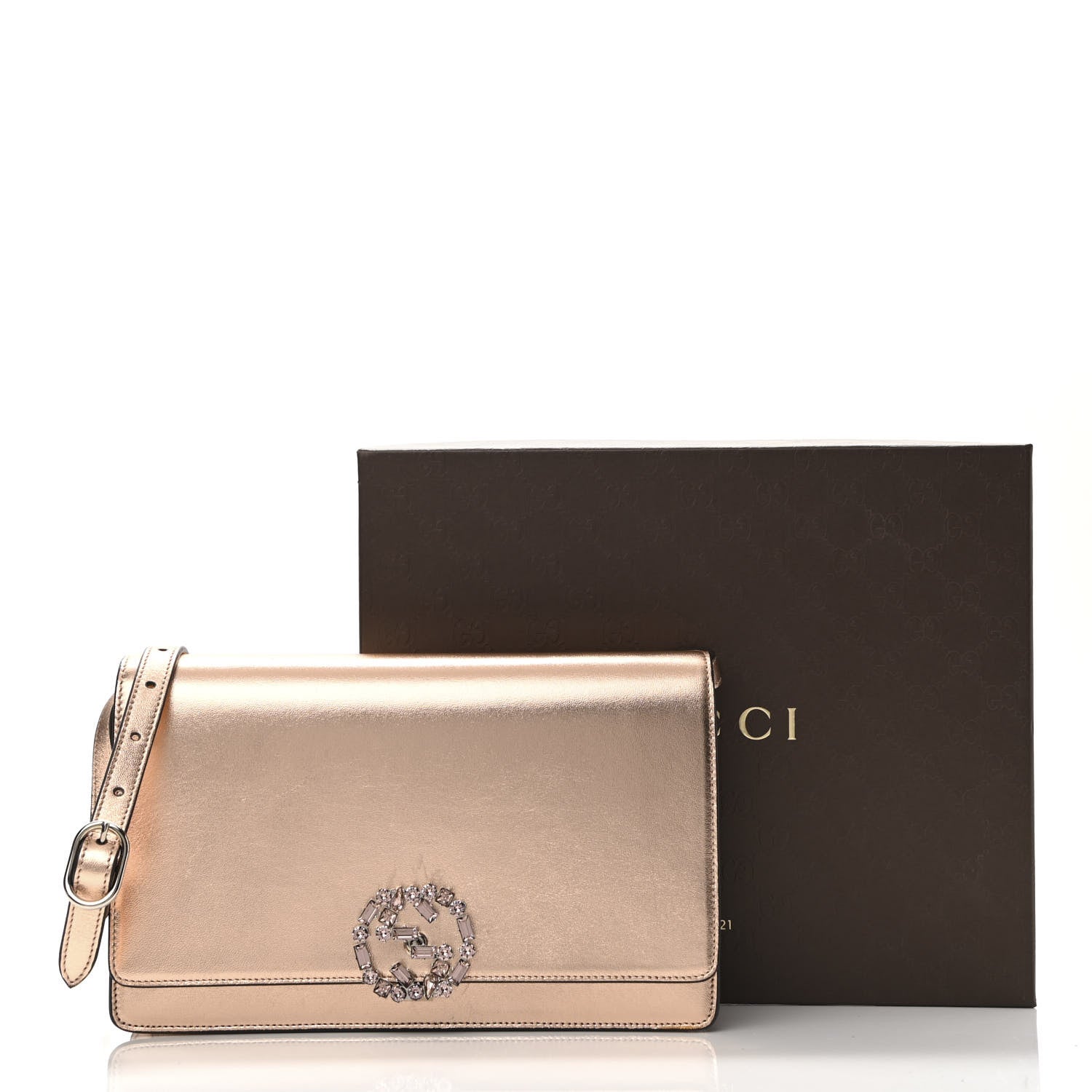 Gucci Metallic Nappa Crystal GG Broadway Shoulder Bag Pink 15 of 15