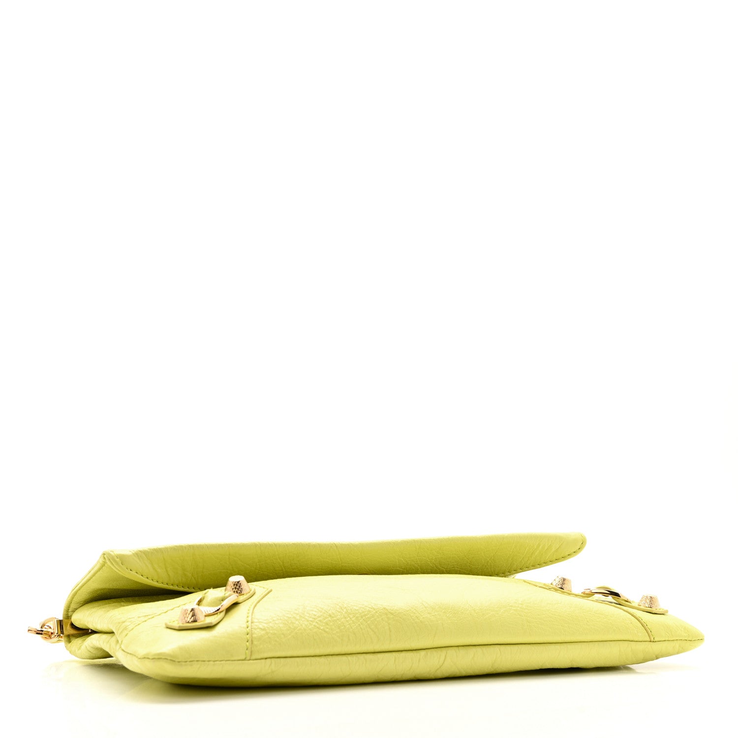 Balenciaga Agneau Giant 12 Gold Hardware Envelope Strap Clutch Jaune Citronnade 5 of 14