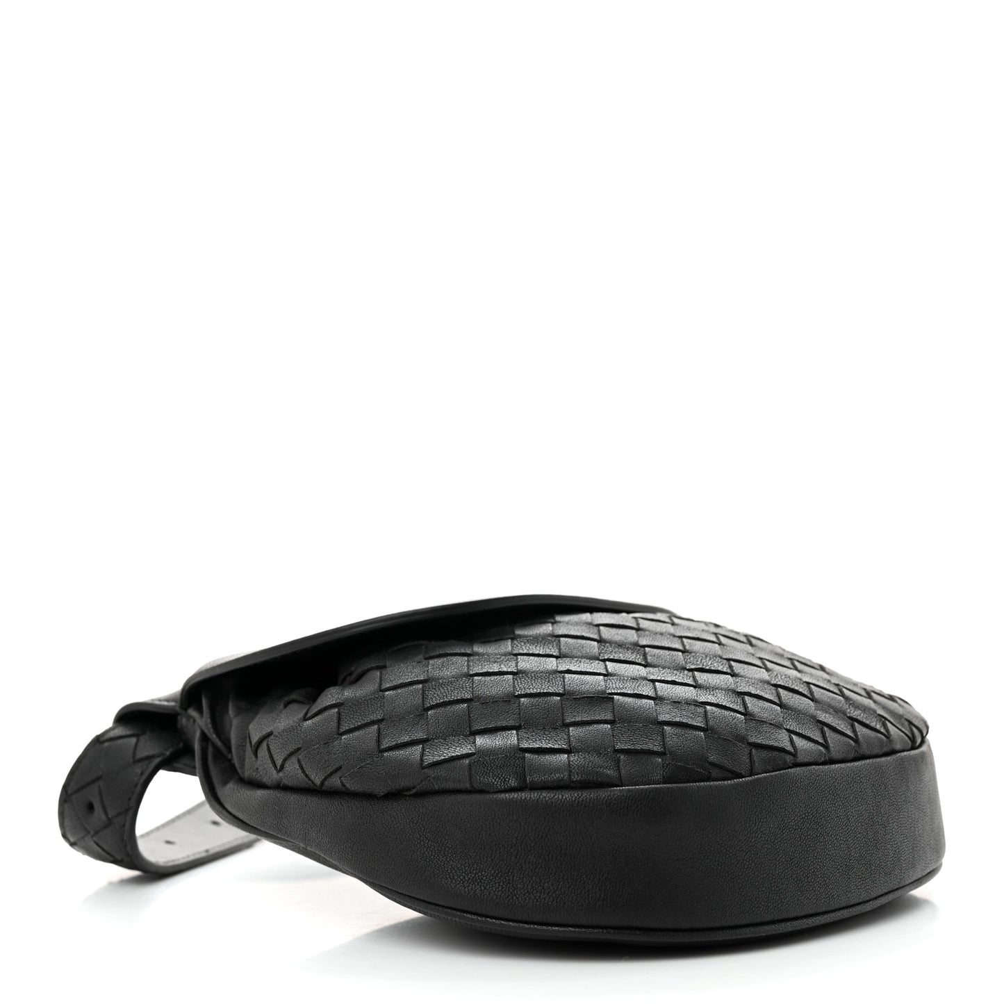 Nappa Intrecciato Flap Belt Bag Black