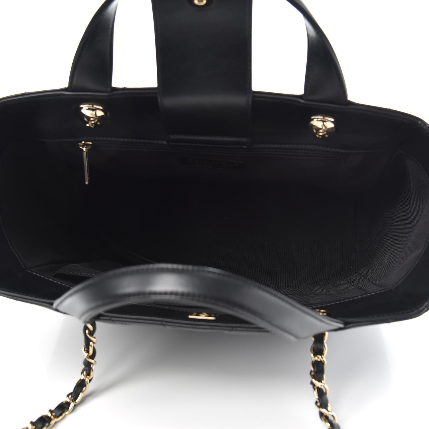 Chanel Calfskin Chevron Quilted Large Shopping Tote Black 5 of 10