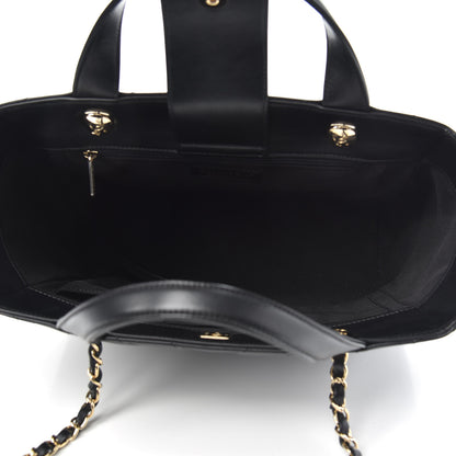 Chanel Calfskin Chevron Quilted Large Shopping Tote Black 5 of 10