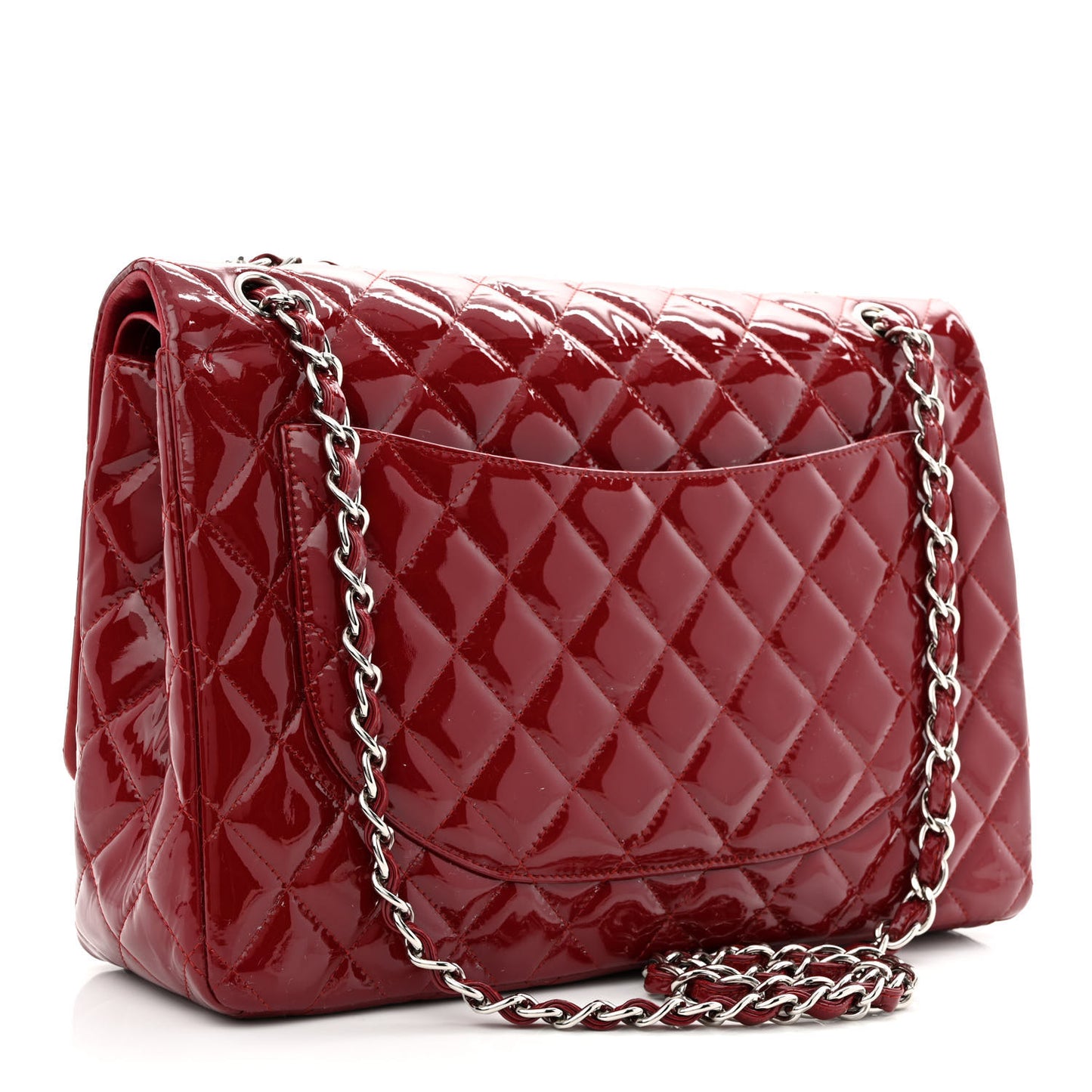 Patent Quilted Maxi Double Flap Red