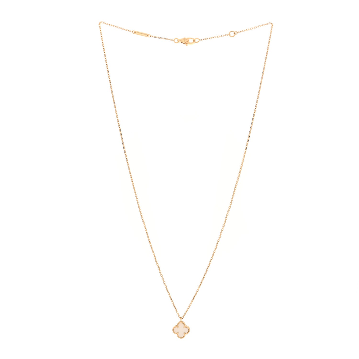 Van Cleef & Arpels 18K Yellow Gold Mother of Pearl Sweet Alhambra Pendant Necklace 3 of 5
