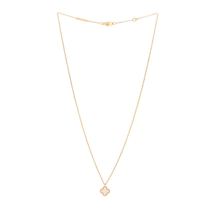 Van Cleef & Arpels 18K Yellow Gold Mother of Pearl Sweet Alhambra Pendant Necklace 3 of 5