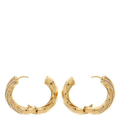 David Yurman Yellow Gold Diamond Cable Edge Hoop Earrings 3 of 5