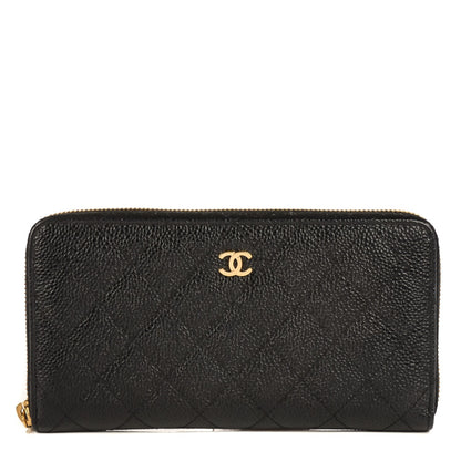 Chanel Caviar Quilted Large Gusset Zip Around Wallet Black 1 of 8