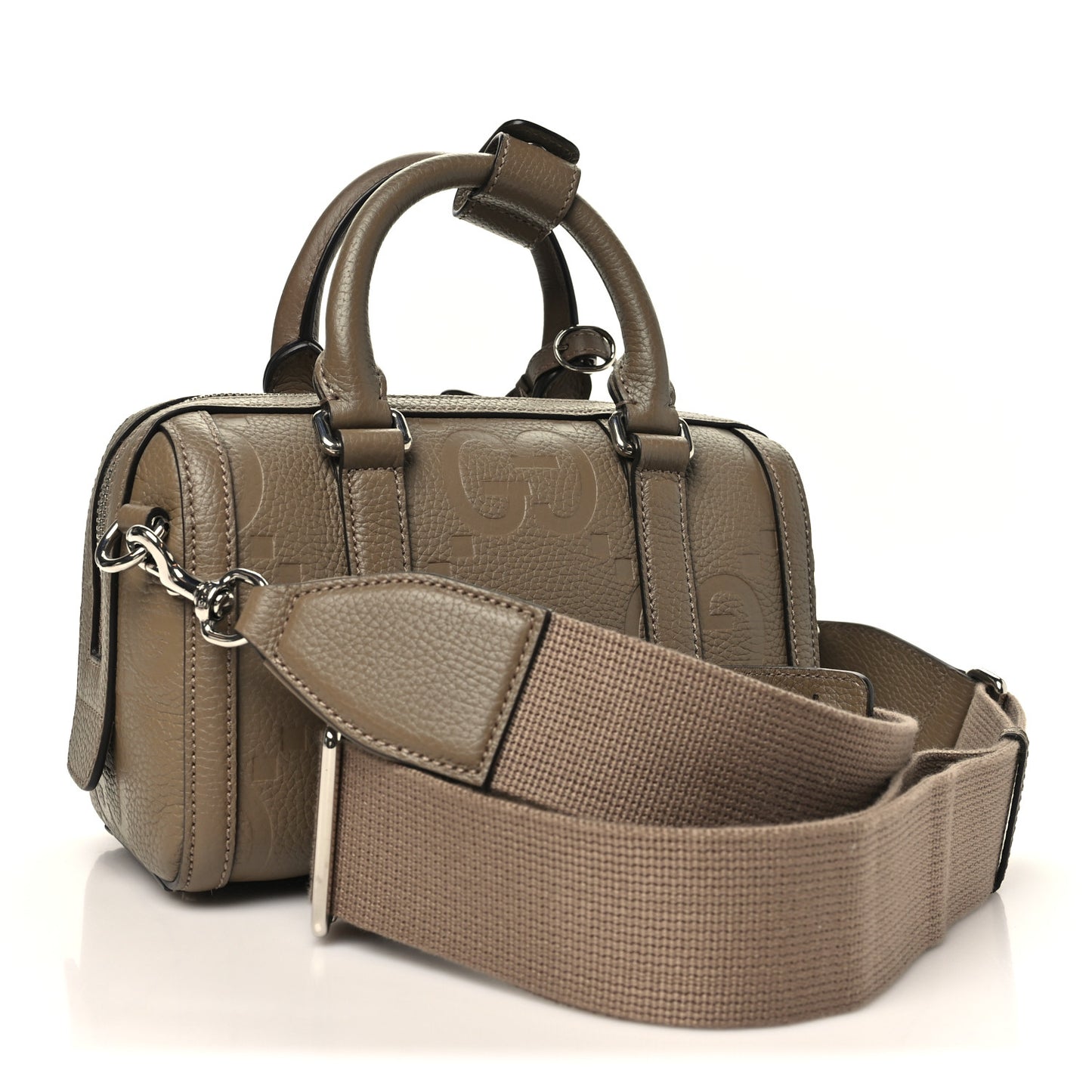 Piuma Calfskin Jumbo GG Embossed Mini Duffle Bag Good Taupe