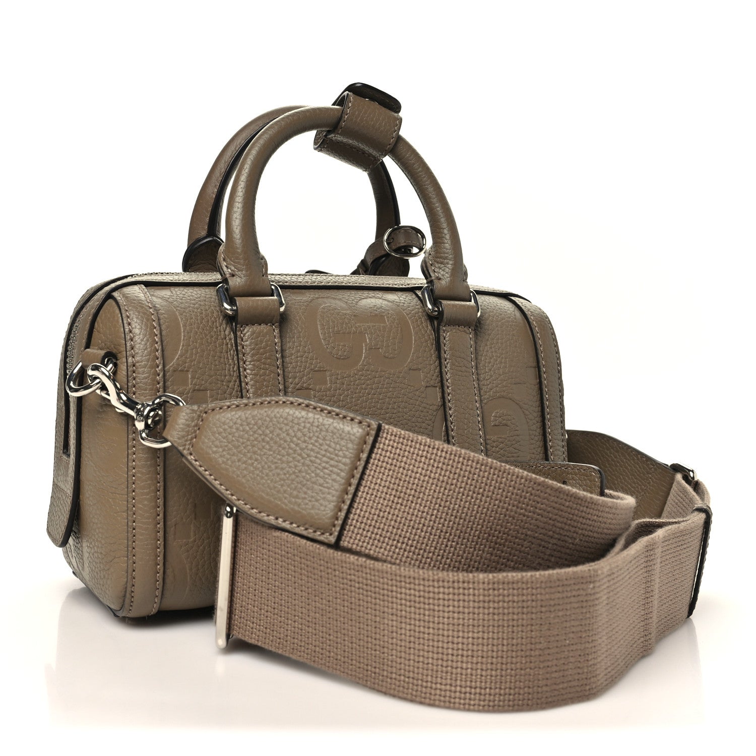 Gucci Piuma Calfskin Jumbo GG Embossed Mini Duffle Bag Good Taupe 3 of 11