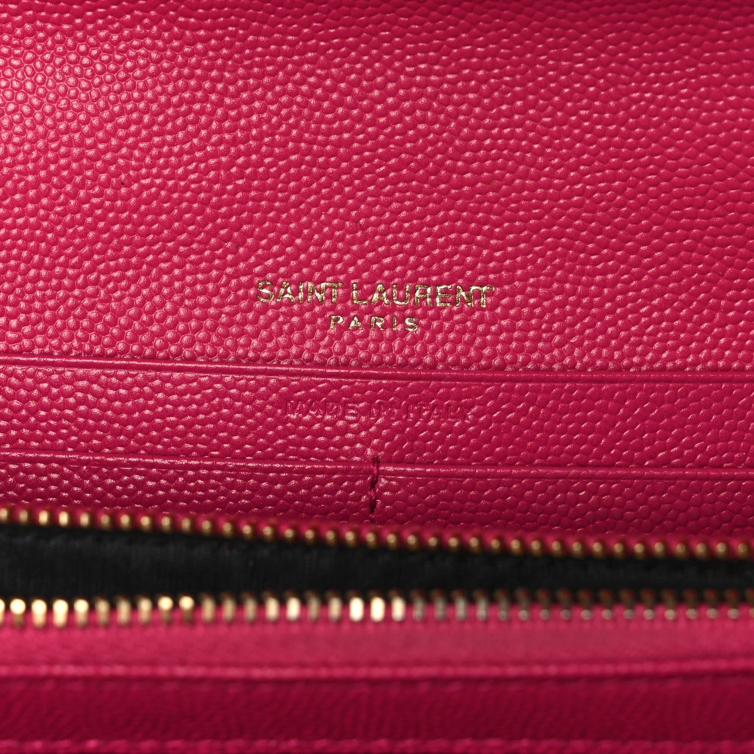 Saint Laurent Grain De Poudre Matelasse Chevron Monogram Flap Wallet Fuxia 6 of 13