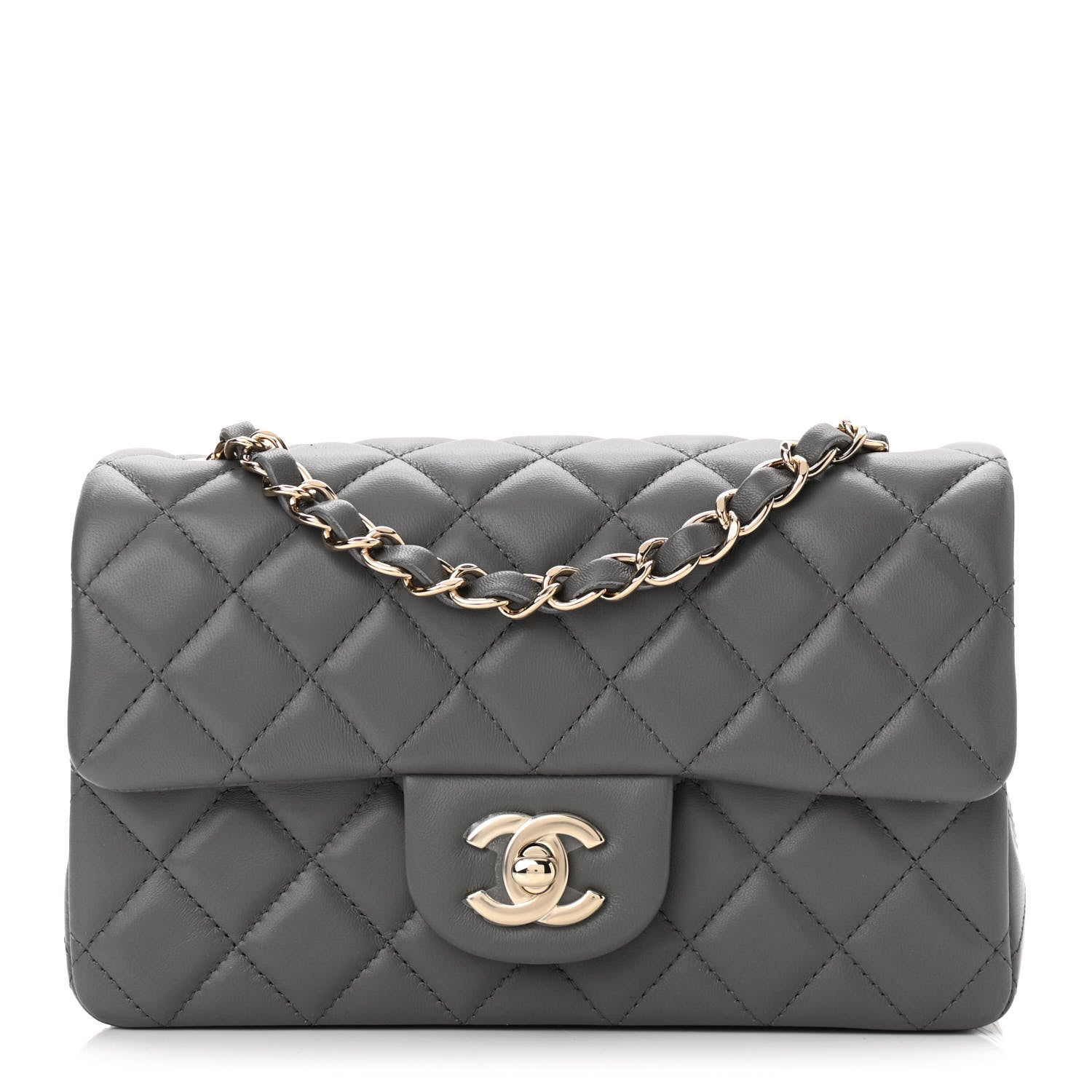 Chanel Lambskin Quilted Mini Rectangular Flap Dark Grey 1 of 11