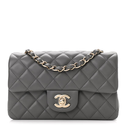 Chanel Lambskin Quilted Mini Rectangular Flap Dark Grey 1 of 11