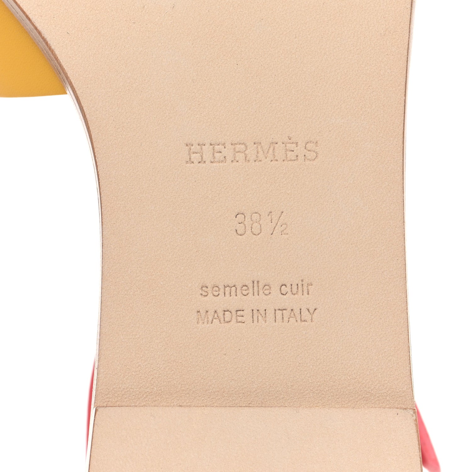 Hermes Calfskin Santorini Sandals 38.5 Jaune Sable Rose 6 of 9
