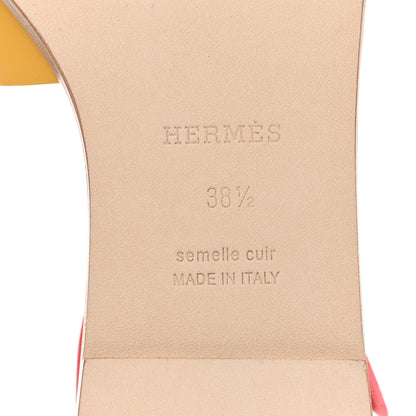 Hermes Calfskin Santorini Sandals 38.5 Jaune Sable Rose 6 of 9