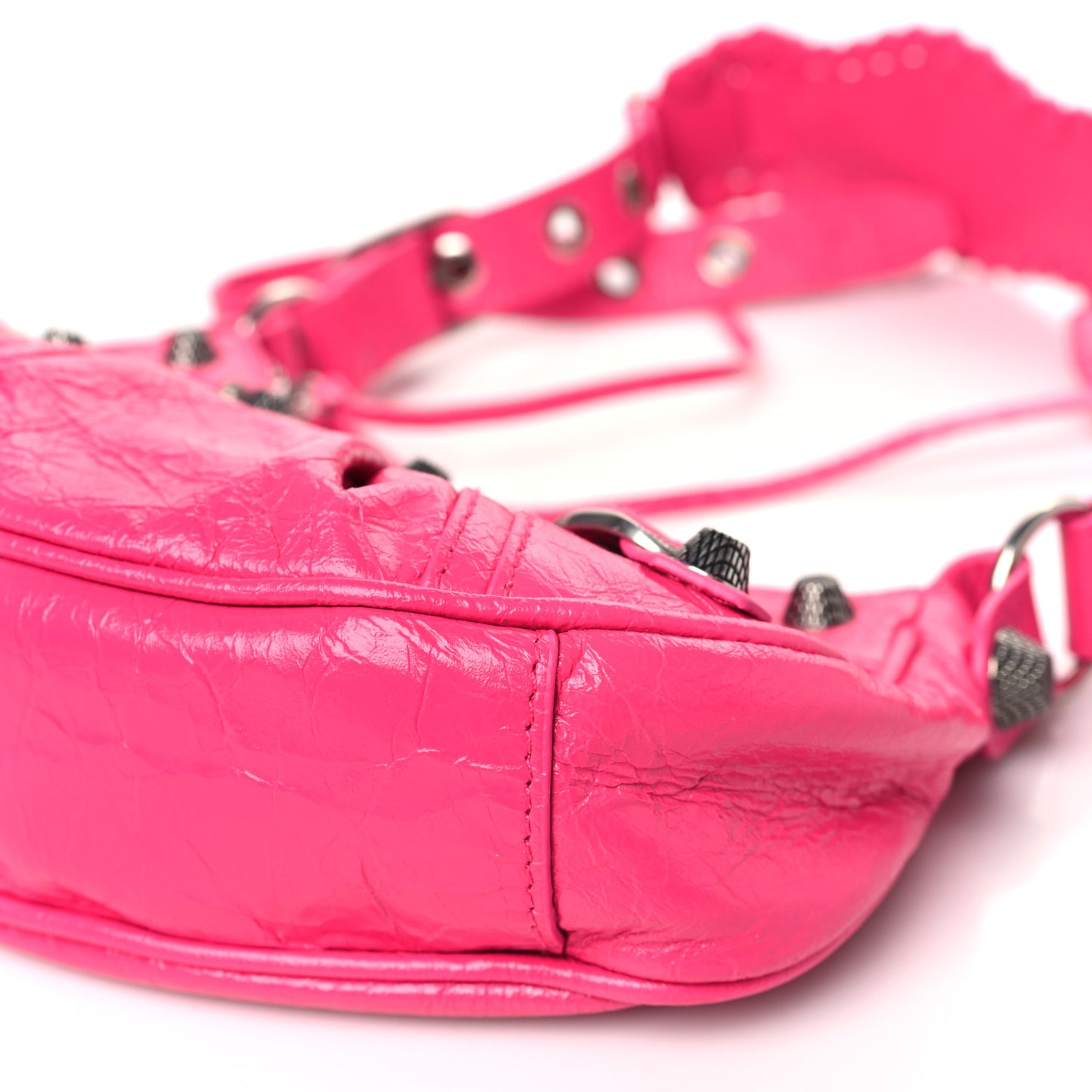 Extra Supple Calfskin Crocodile Embossed XS Le Cagole Shoulder Bag Lipstick Pink