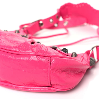 Balenciaga Extra Supple Calfskin Crocodile Embossed XS Le Cagole Shoulder Bag Lipstick Pink 10 of 10