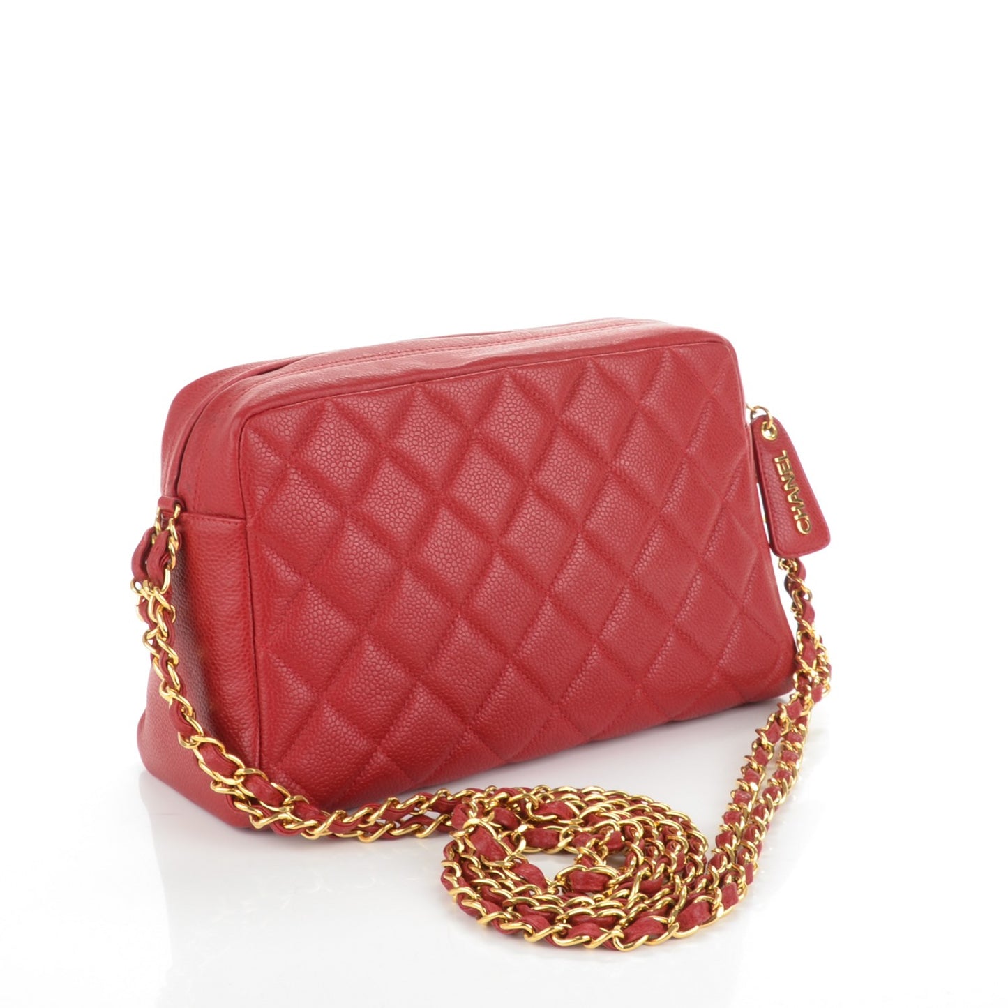 Caviar Quilted Camera Case Red