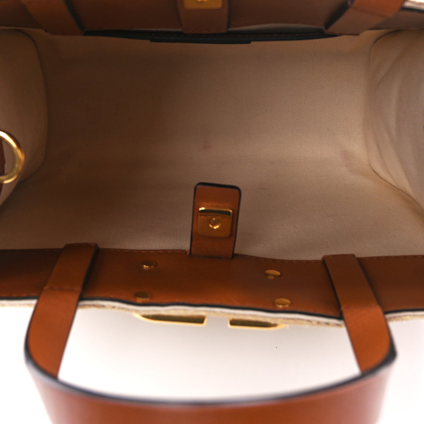 Raffia Calfskin Small Vlogo Signature Tote Natural Saddle Brown