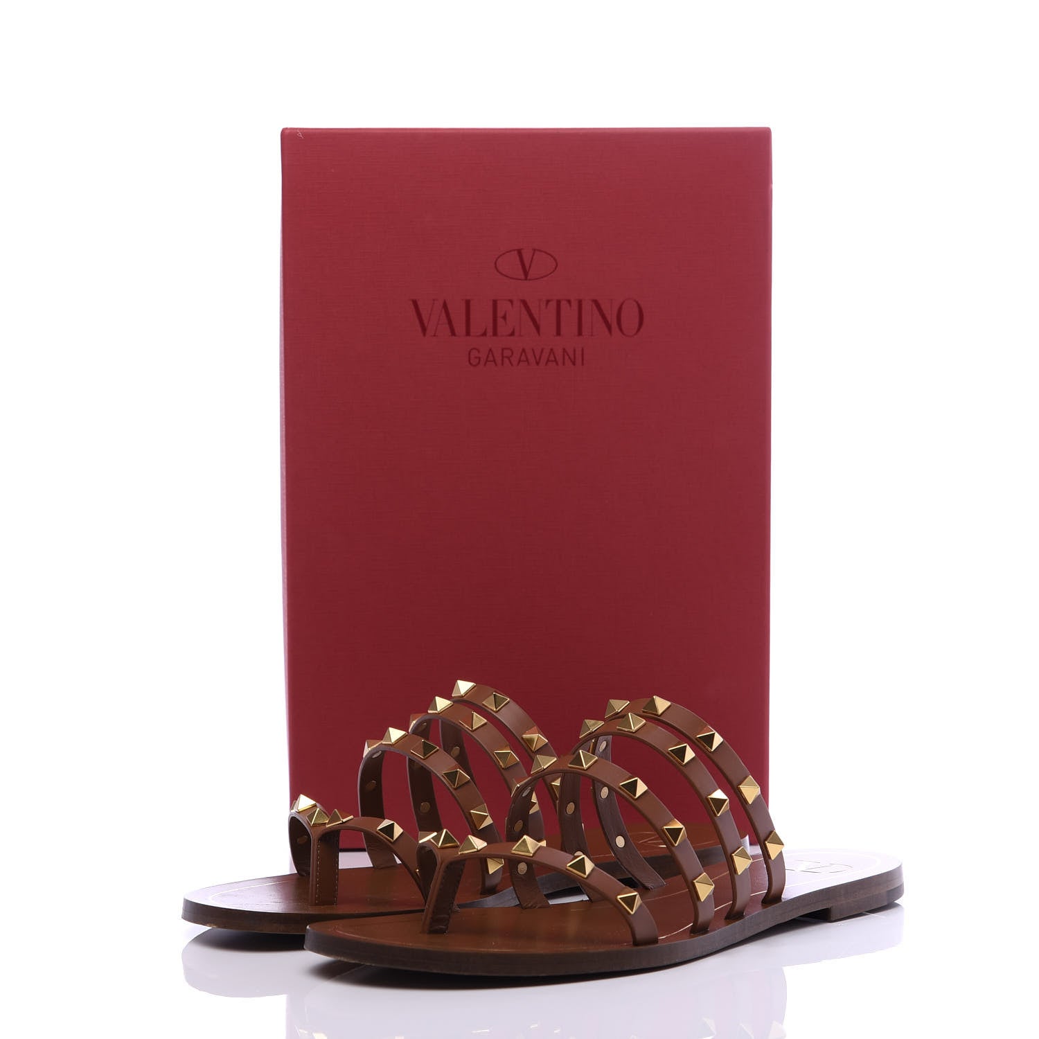 Valentino Garavani Calfskin Rockstud Flair Flat Thong Sandals 40 Selleria 8 of 8