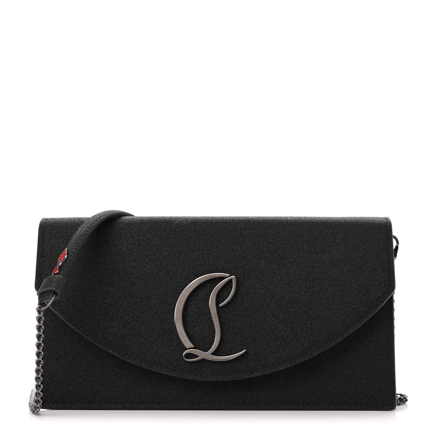 Glitter Calfskin Loubi54 Crossbody Clutch Black