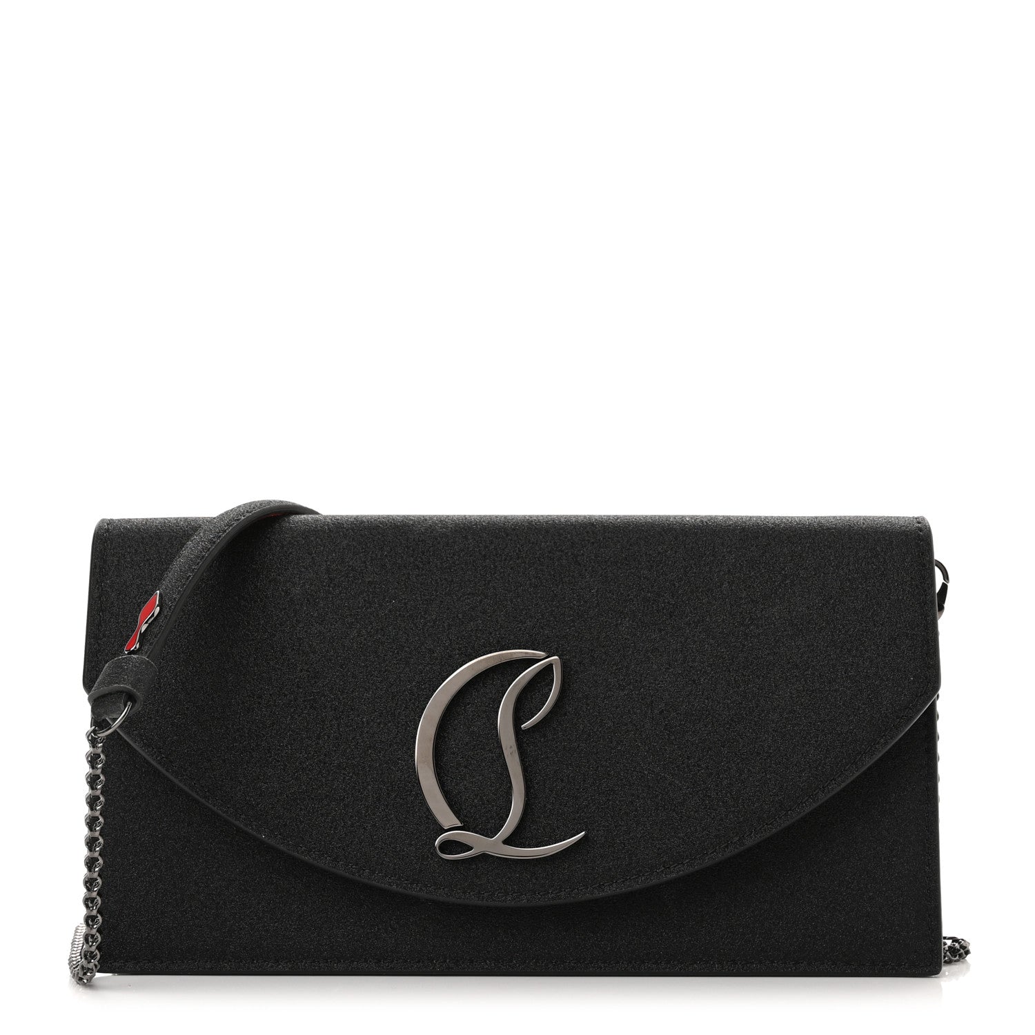 Christian Louboutin Glitter Calfskin Loubi54 Crossbody Clutch Black 1 of 9