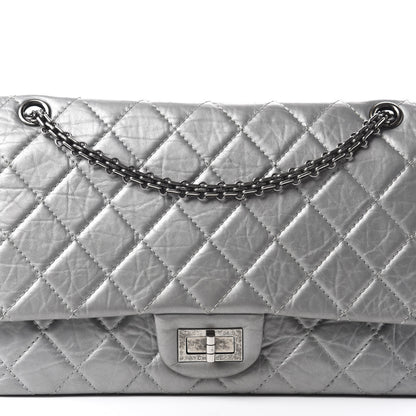 Chanel Metallic Aged Calfskin Quilted 2.55 Reissue 227 Flap Argent Fonce 23 of 23