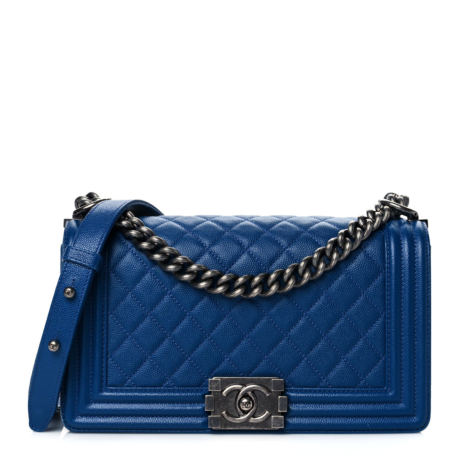 Chanel Caviar Quilted Medium Boy Flap Blue 1 of 10