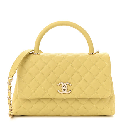 Chanel Caviar Quilted Small Coco Handle Flap Yellow 1 of 10