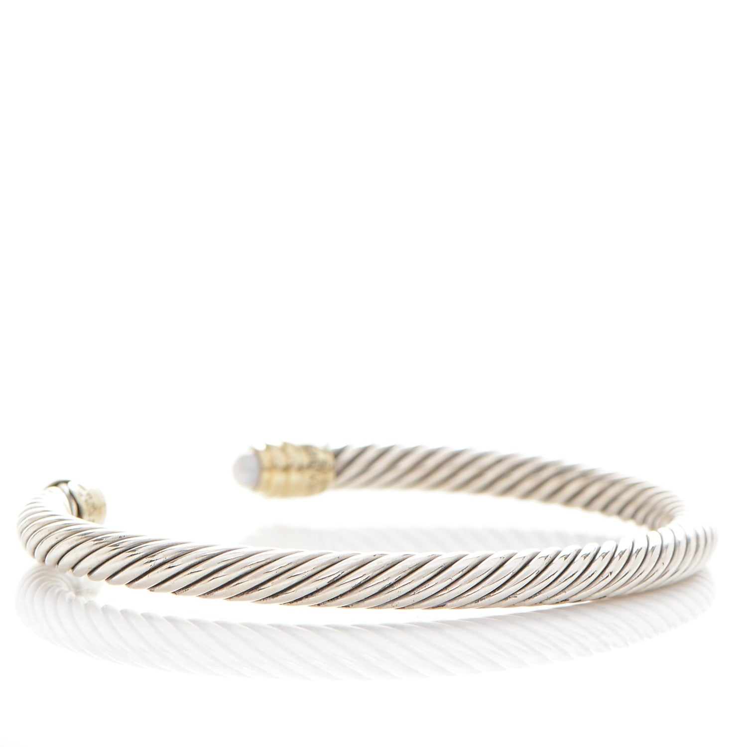 David Yurman Sterling Silver 14K Yellow Gold Pearl 5mm Cable Classics Petite Color Bracelet 3 of 4