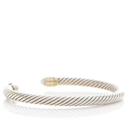 David Yurman Sterling Silver 14K Yellow Gold Pearl 5mm Cable Classics Petite Color Bracelet 3 of 4