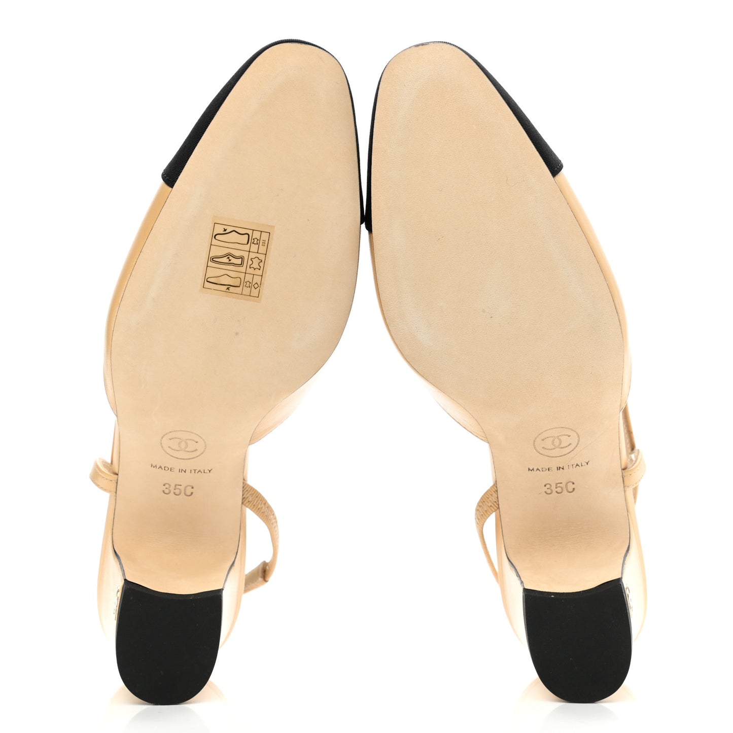 Goatskin Grosgrain Cap Toe CC Slingback Pumps 35 Beige Black