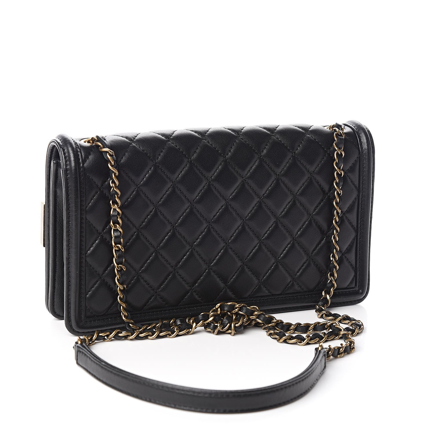 Chanel Lambskin Quilted Horizontal Boy Brick Studded Flap Black 3 of 11