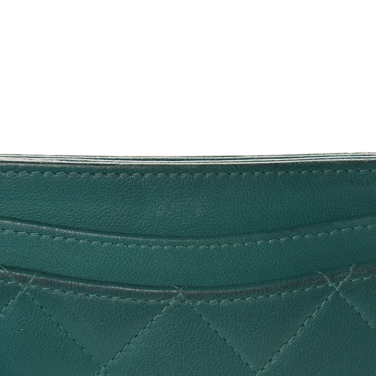 Lambskin Quilted Card Holder Green