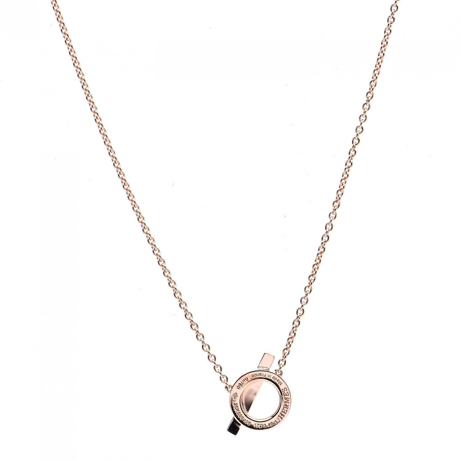 Hermes 18K Rose Gold Diamond Finesse Pendant Necklace 4 of 6