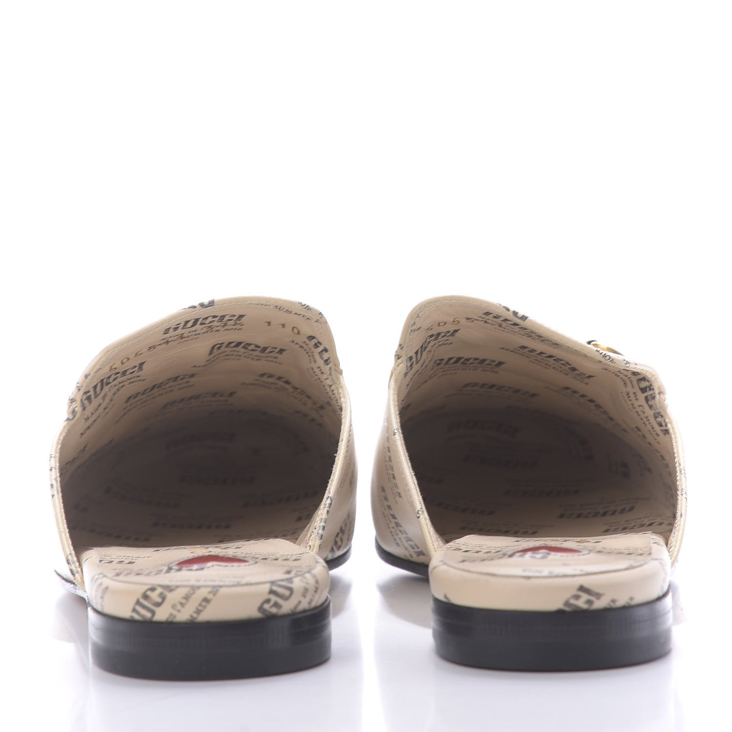 Calfskin Stamp Print Womens Princetown Slippers 37.5 Soy Black