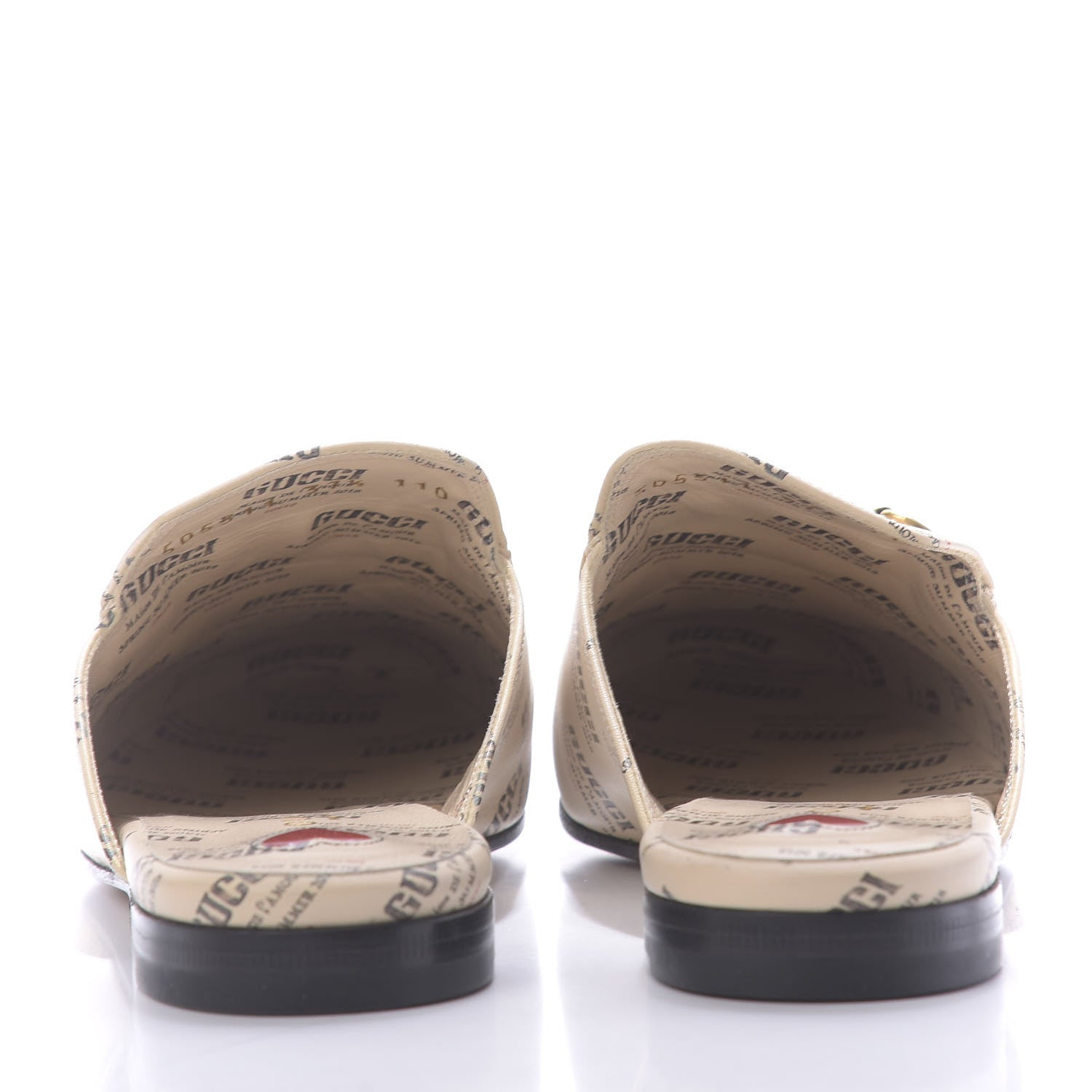 Gucci Calfskin Stamp Print Womens Princetown Slippers 37.5 Soy Black 14 of 20
