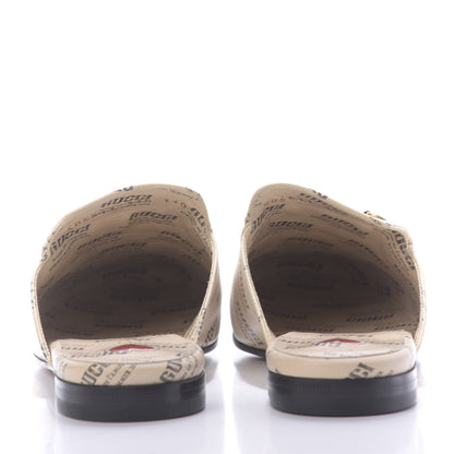 Gucci Calfskin Stamp Print Womens Princetown Slippers 37.5 Soy Black 14 of 20