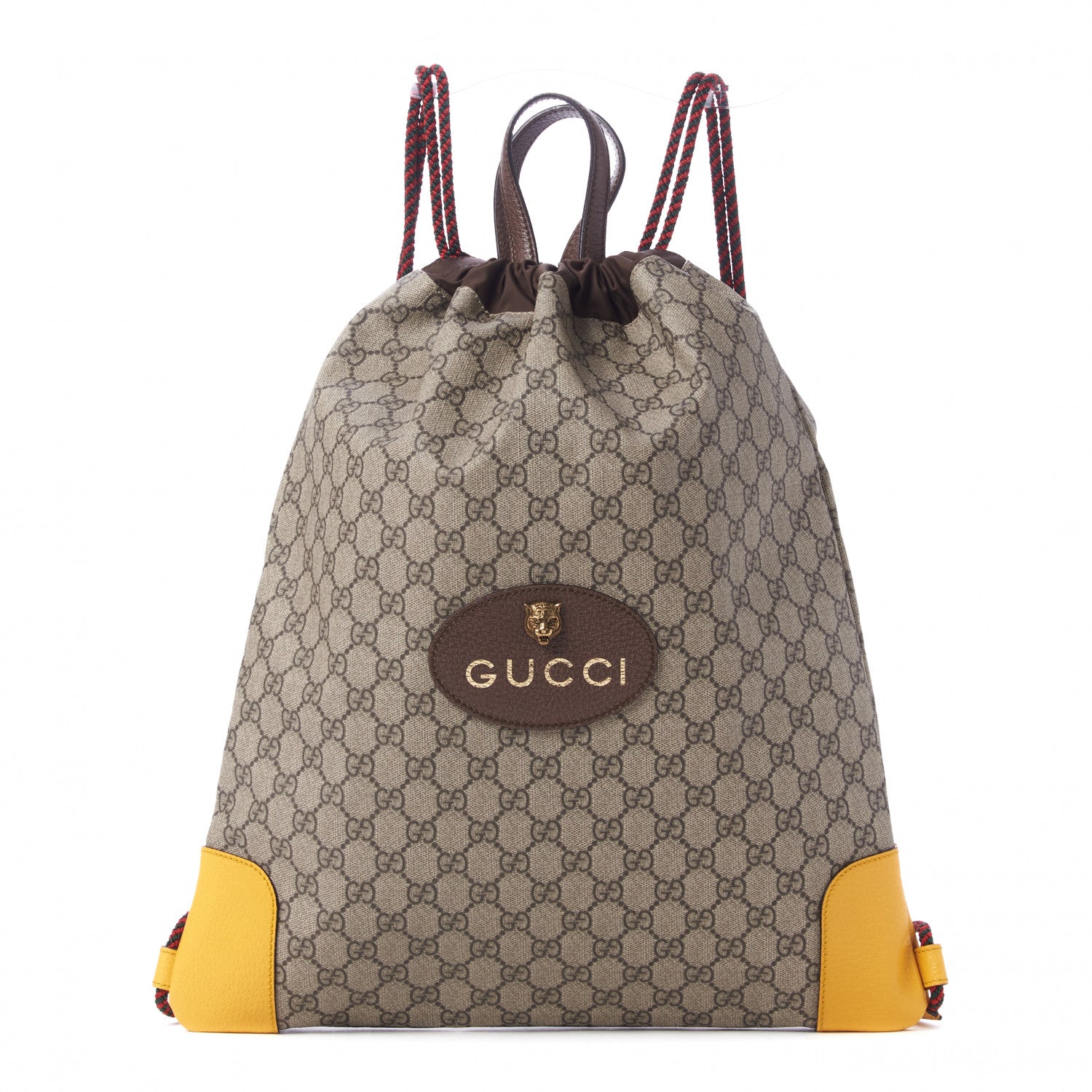 Gucci GG Supreme Monogram Neo Vintage Drawstring Backpack Beige New Acero Crop 1 of 10
