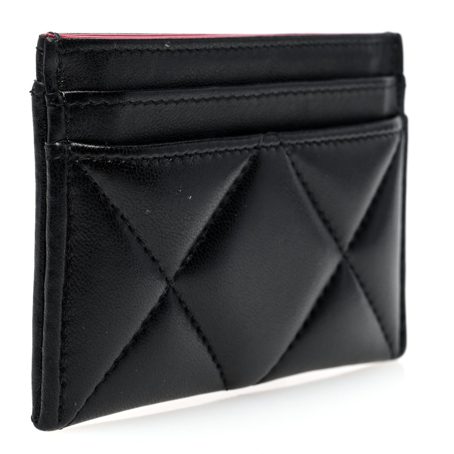 Lambskin Quilted Chanel 19 Card Holder Black