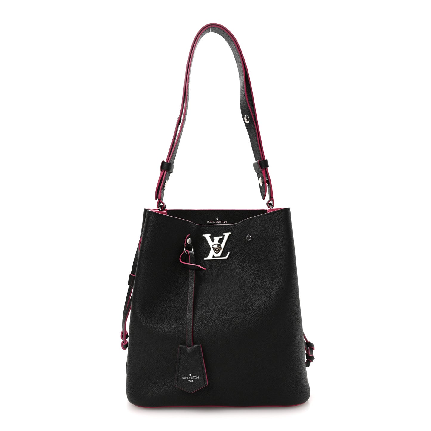 Calfskin Lockme Bucket Black