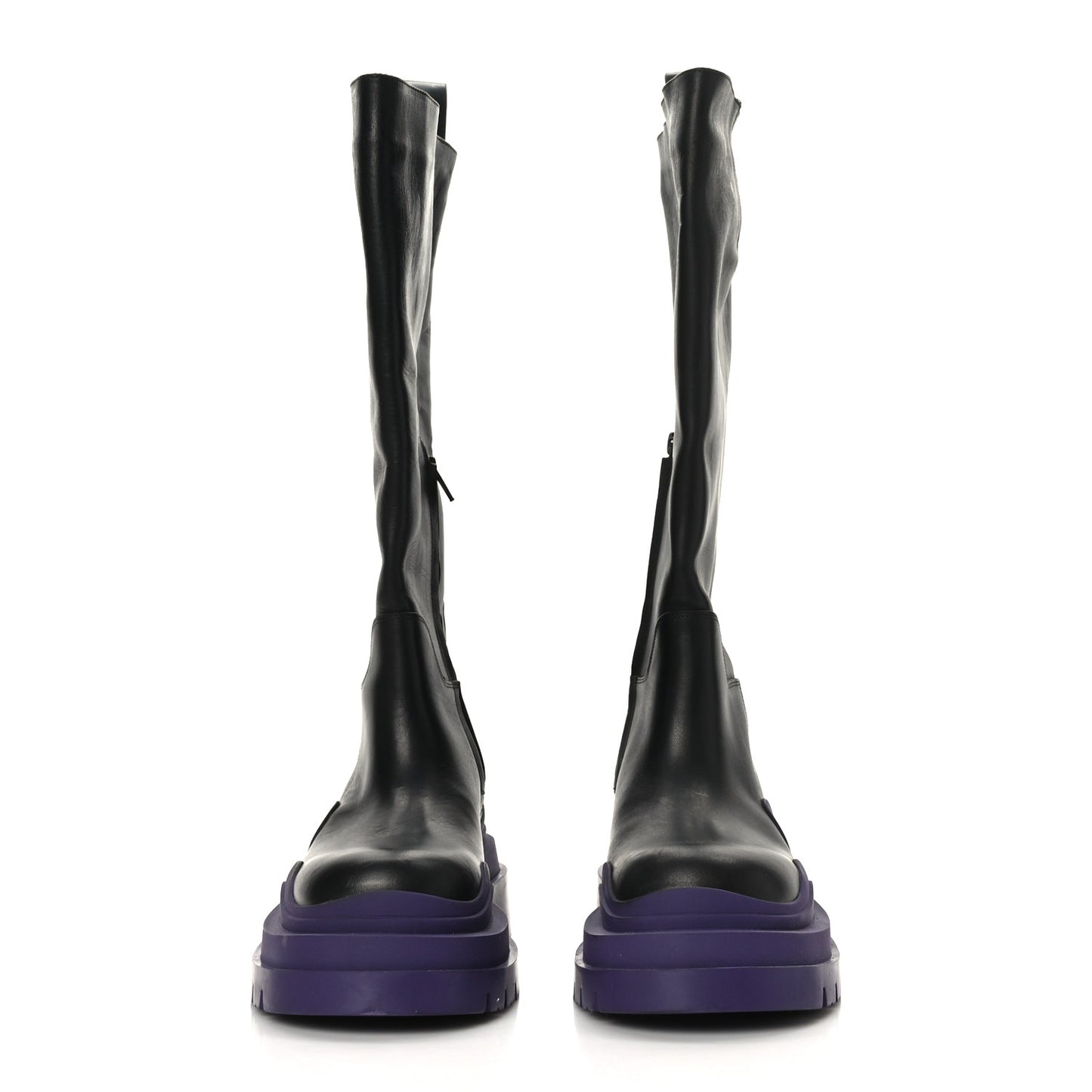 Calfskin The Tire High Boots 38 Black Plum