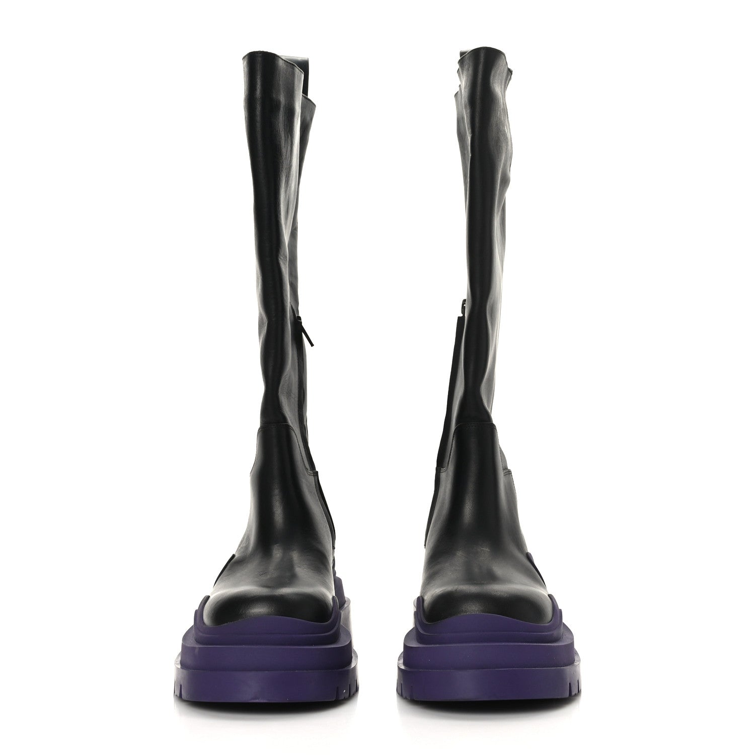 Bottega Veneta Calfskin The Tire High Boots 38 Black Plum 2 of 7