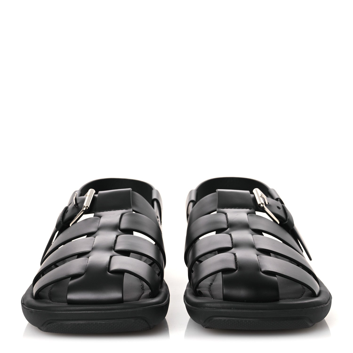 Prada Spazzolato Rois Mens Fisherman Cage Sandals 9 Black 3 of 13