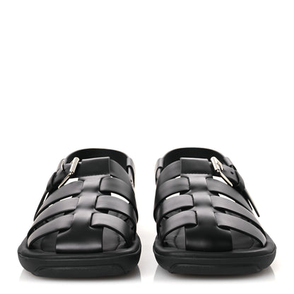 Prada Spazzolato Rois Mens Fisherman Cage Sandals 9 Black 3 of 13