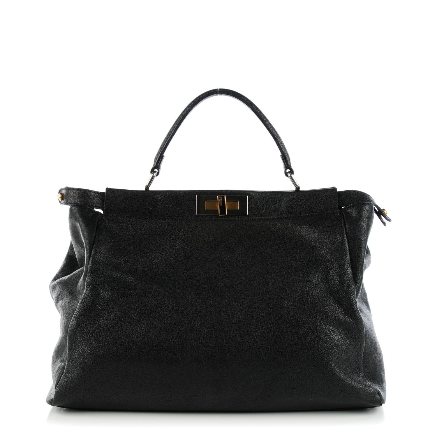 Fendi Goatskin Large Peekaboo Iconic Satchel Black 1 of 8