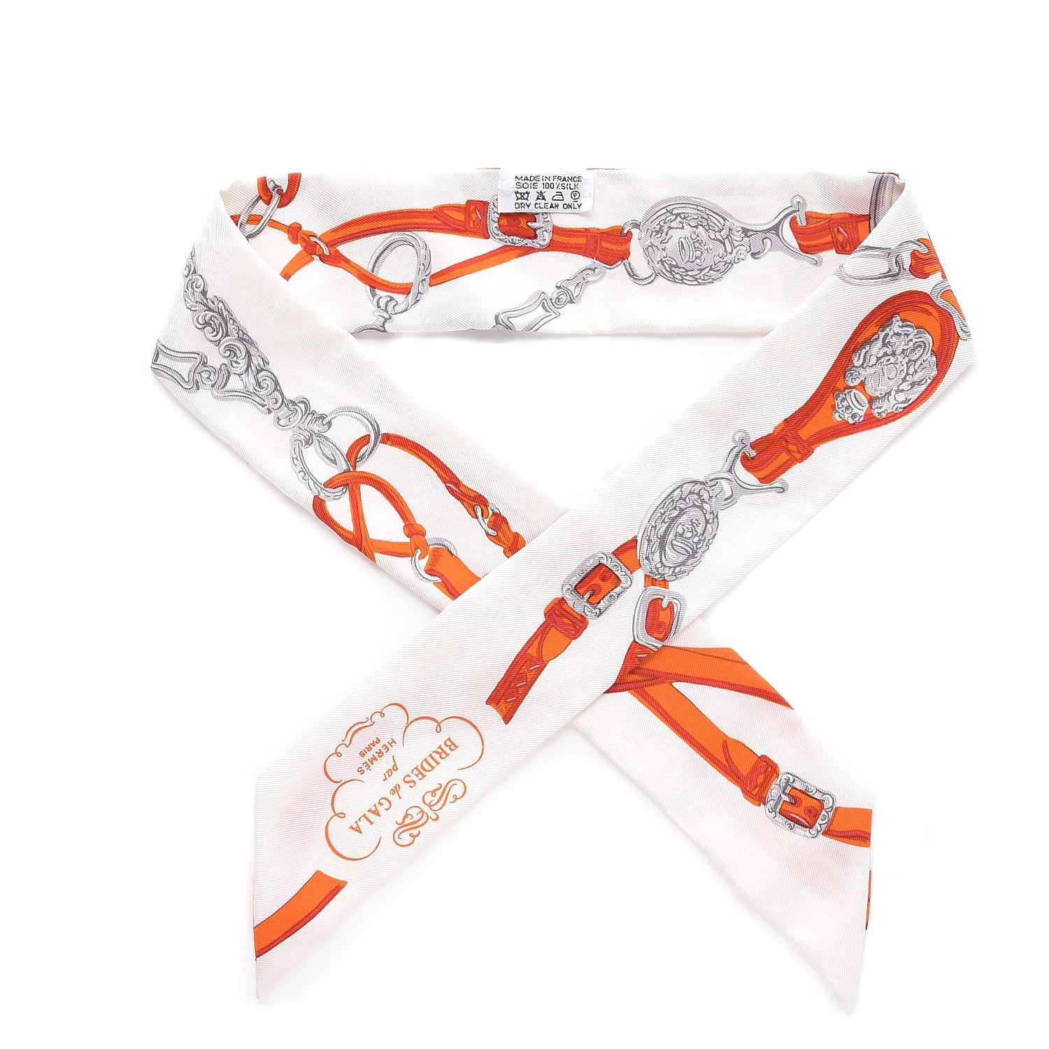 Hermes Silk Brides De Gala Twilly Blanc Orange Rouge 1 of 6
