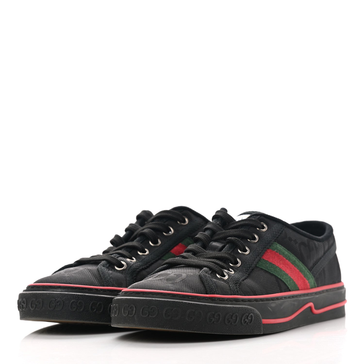 Gucci Econyl Nylon Web Monogram Off The Grid Womens 1977 Tennis Sneakers 37 Black 3 of 9