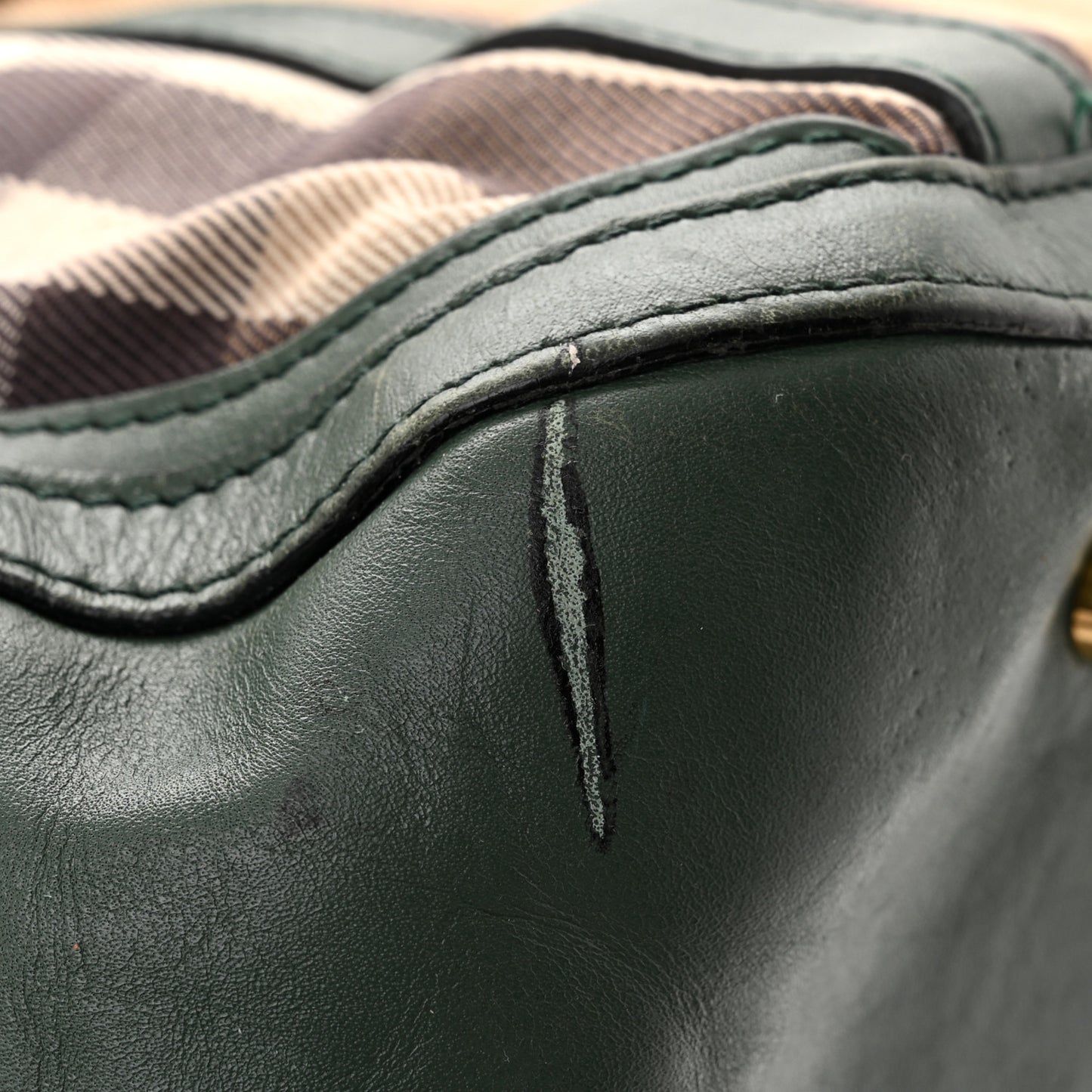 Bridle Calfskin House Check Small Orchard Bowling Bag Green